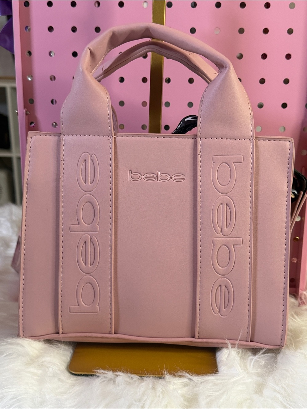 bebe Pastel Pink Mini Tote Bag